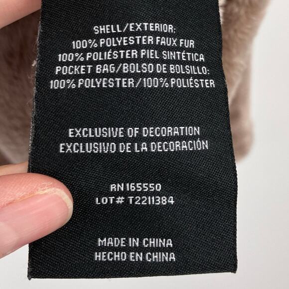 32 Degree Heat Taupe Brown Tan Faux Fur Zip Pockets Teddy Bear Fleece Jacket - Picture 4 of 7